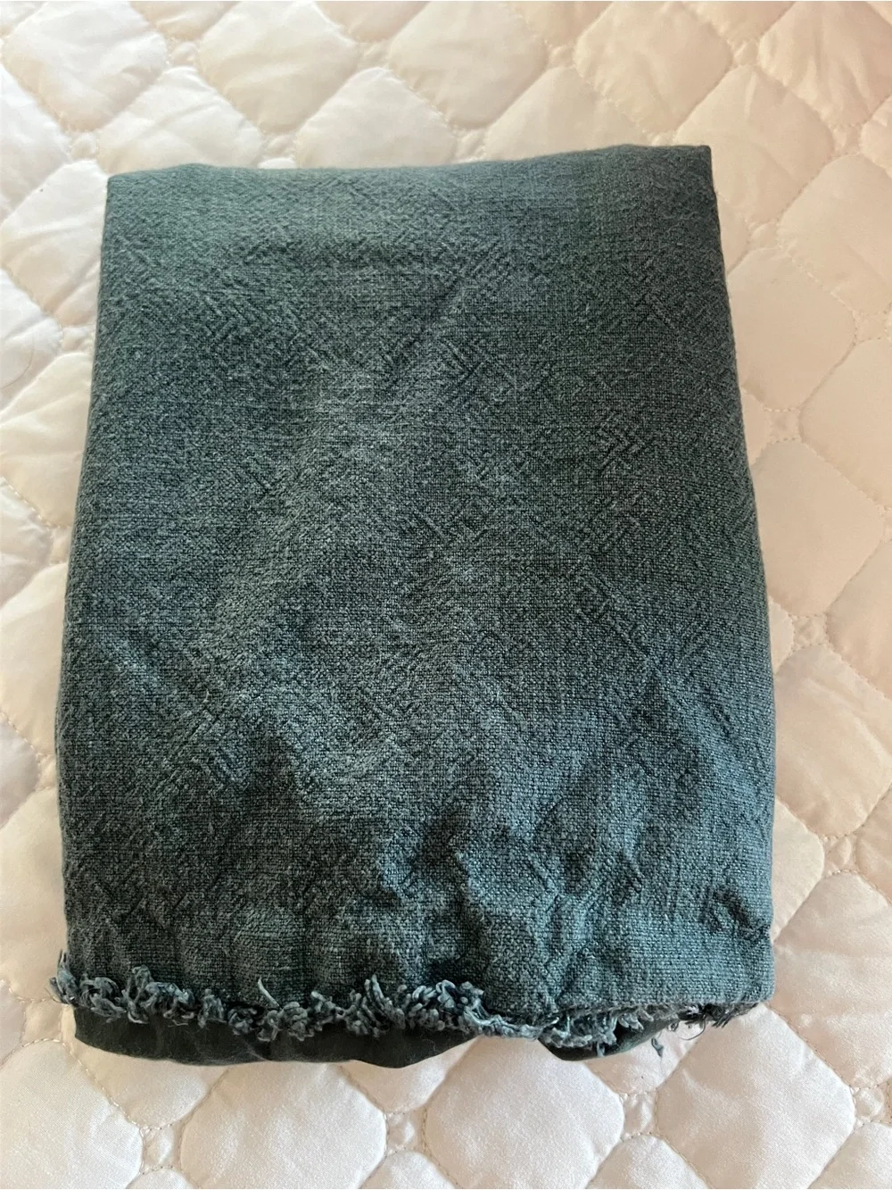 King Size Casaluna Heavyweight Linen Blend Fringe Pillow Sham  Hunter Dark Green